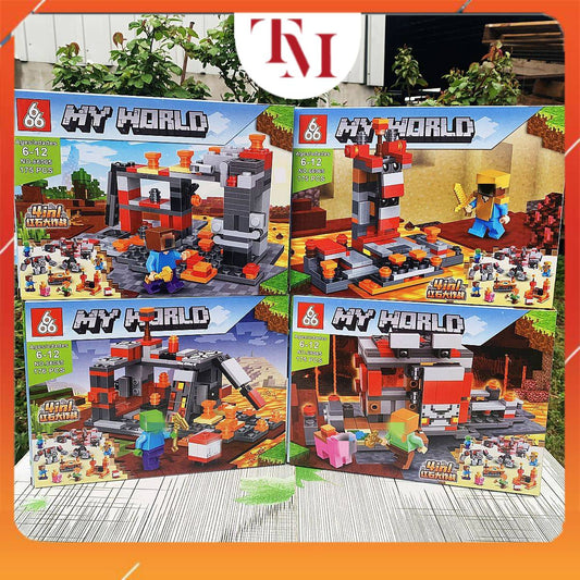 Bộ Đồ Chơi Mô Hình Lắp Ráp Minecraft Cho Bé Mẫu Mới 4 Trong 1 Sưu Tầm, Quà Tặng, Trưng Bày