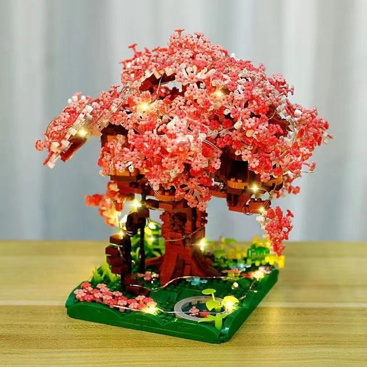 Bộ Đồ Chơi Mô Hình lắp ráp hoa anh đào dạng ngôi nhà trên cây, mô hình lắp ráp bonsai cây cảnh Bản Đẹp Chính Hãng