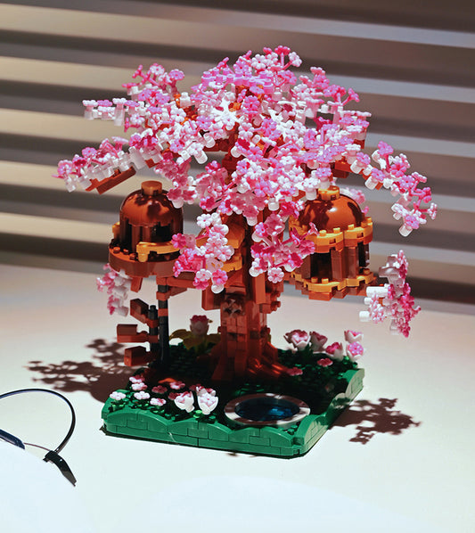 Bộ Đồ Chơi Mô Hình lắp ráp hoa anh đào dạng ngôi nhà trên cây, mô hình lắp ráp bonsai cây cảnh Bản Đẹp Chính Hãng