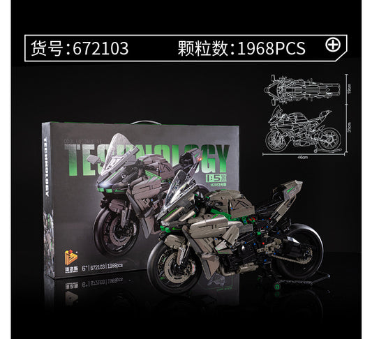 Mô hình TECHNIC Xe Máy Panlos KWS Ninja H2R Tỉ Lệ 1:5 1968 PCS