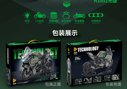 Mô hình TECHNIC Xe Máy Panlos KWS Ninja H2R Tỉ Lệ 1:5 1968 PCS