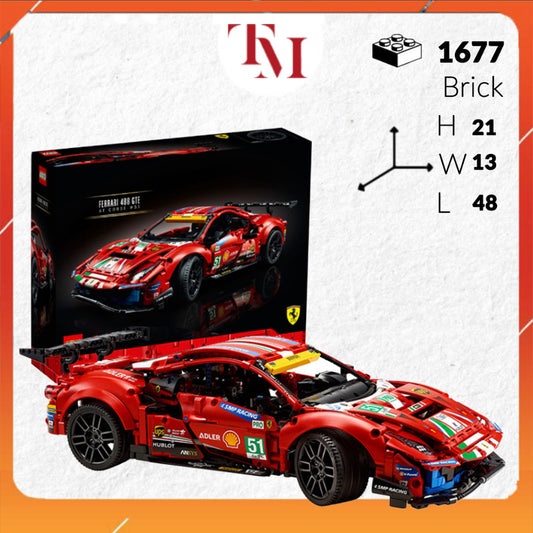 Mô Hình TECHNIC Siêu Xe FERRARI 488 GTE AF CORSE 42125 tỉ lệ 1:10 1677 PCS